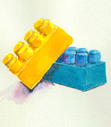Aquarell von zwei Legosteinen, LEGO® Serious Play®